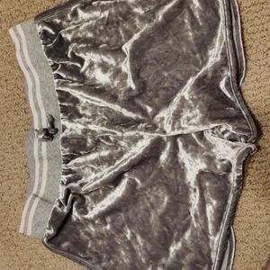 Girls Silver Gray Velvet Shorts